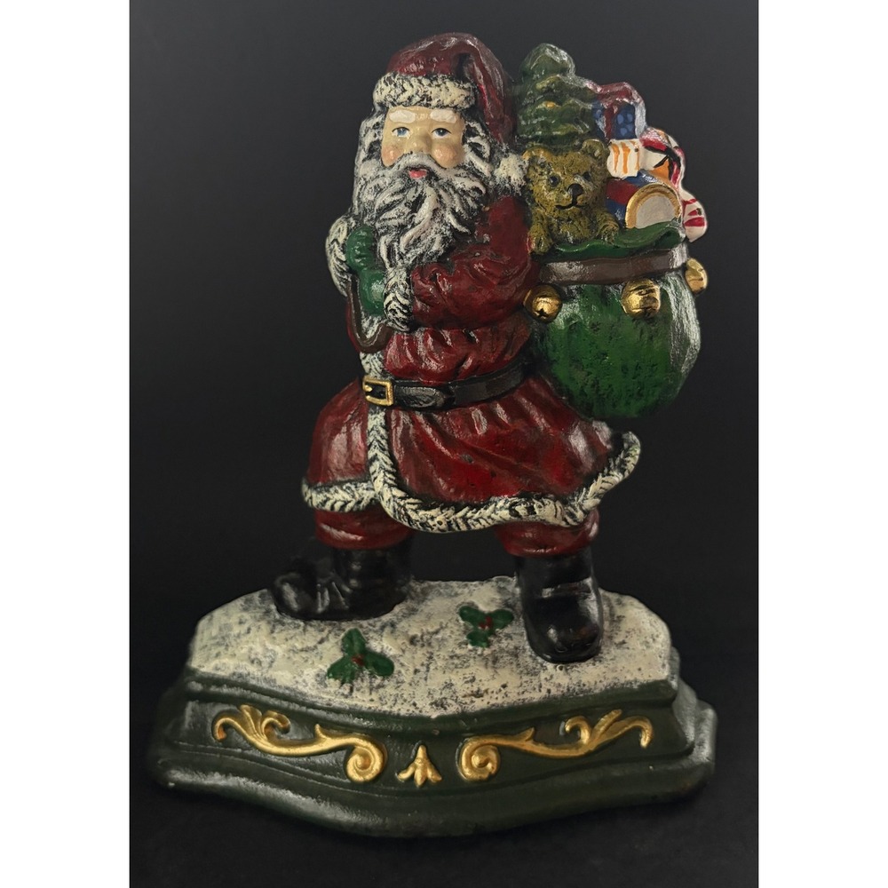 Vintage Wright Studios Cast Iron Santa Claus Doorstop Father Christmas 7.25in